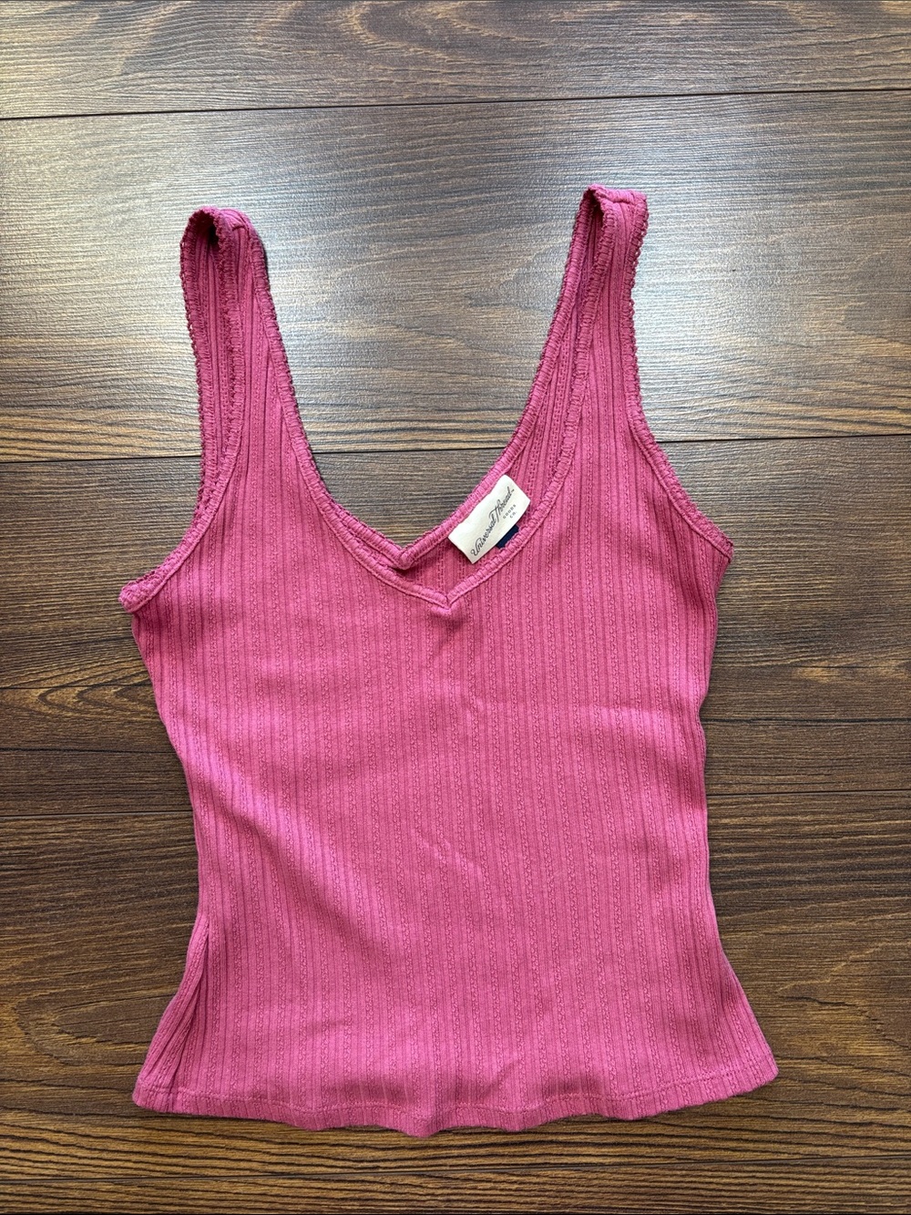 Universal Thread Ribbed V-Neck Tank Top - Magenta